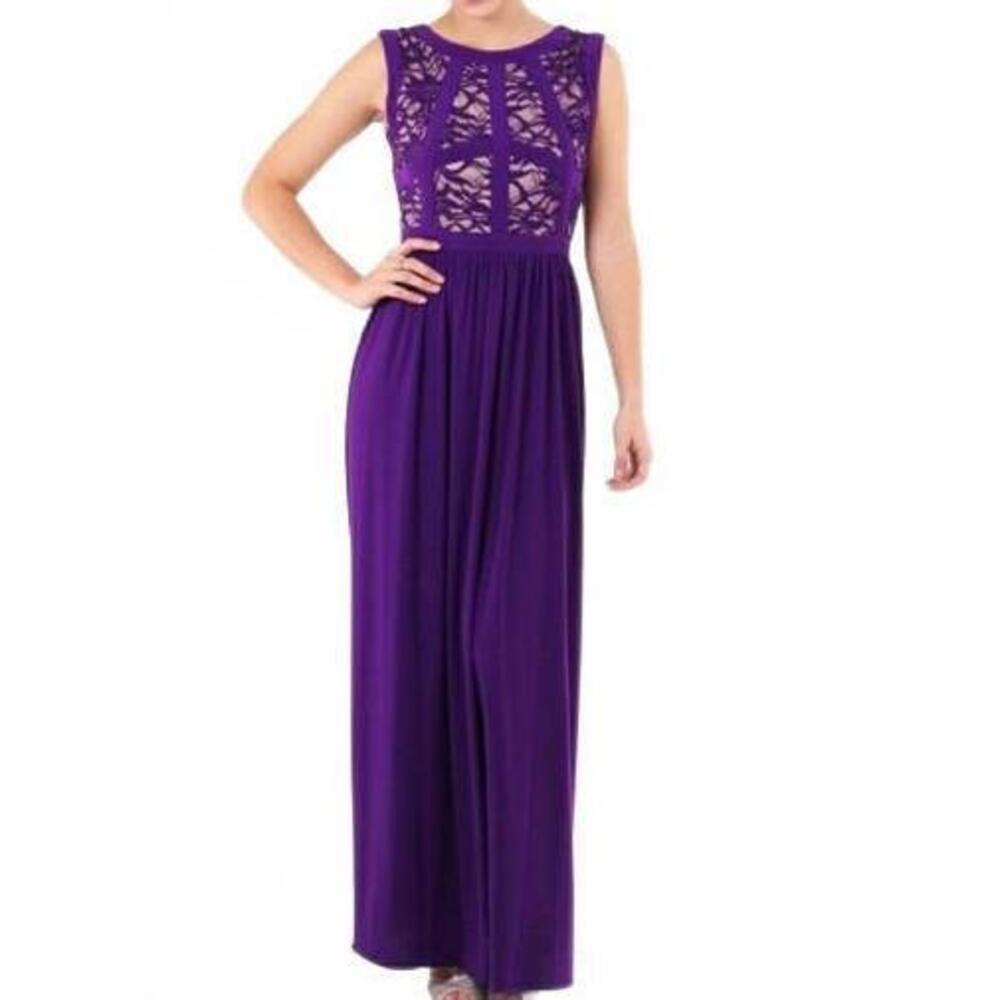 Morgan & Co Purple Nude Formal Prom Lace Bodice Dress Size 5/6